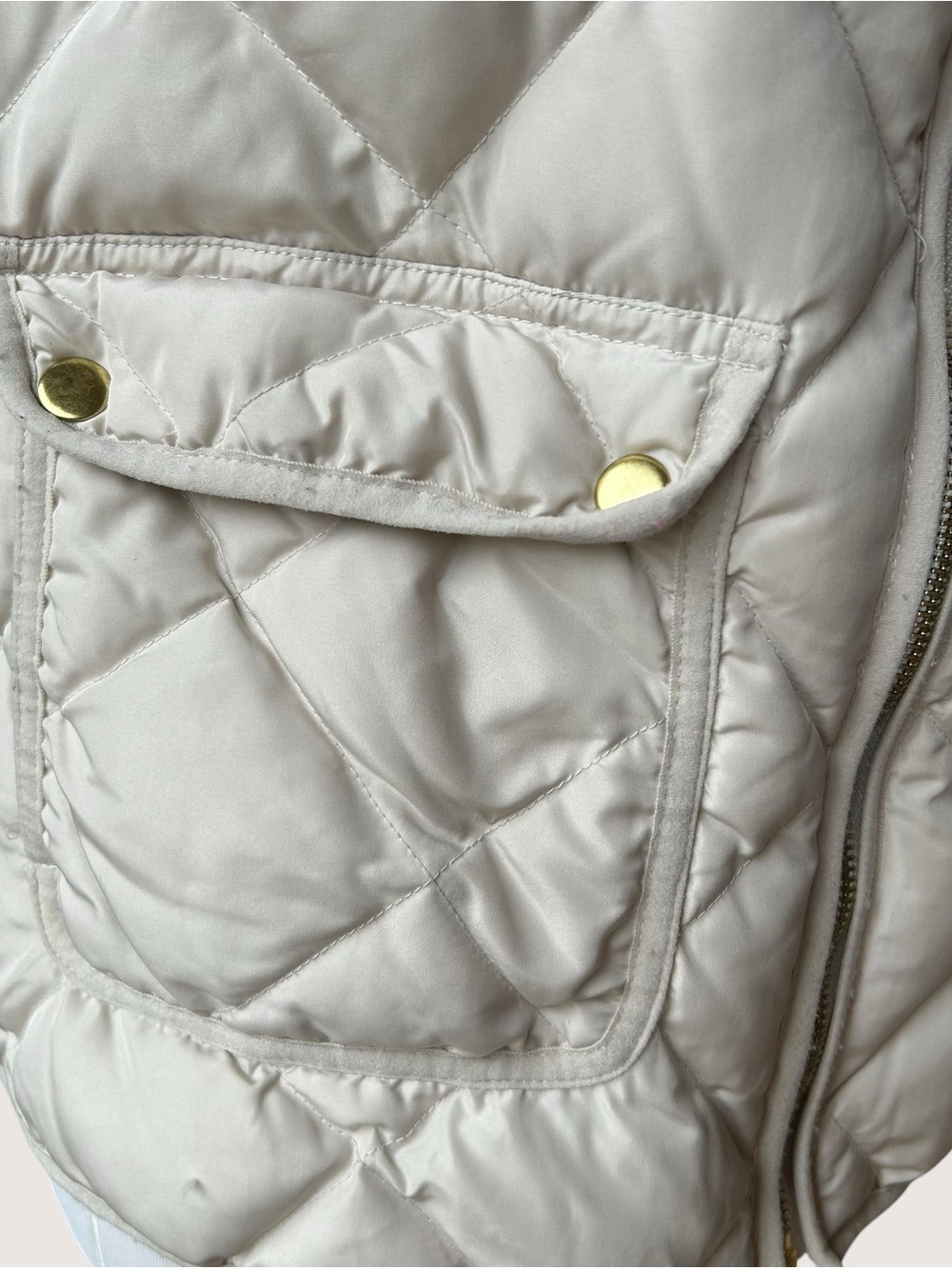Woolrich ivory quilted outdoor down puffer vest sz M - Picture 5 of 10